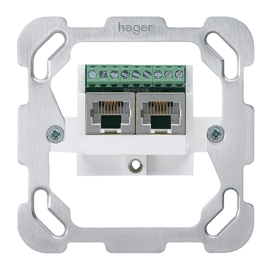 Einsatz zu Anschlussdose Hager 2×RJ45s getrennt mit Befestigungsplatte geschirmt