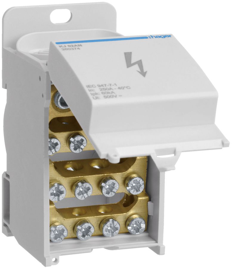 Verteilerblock Hager 250A 1P 1.5…120mm² 45×91×51mm