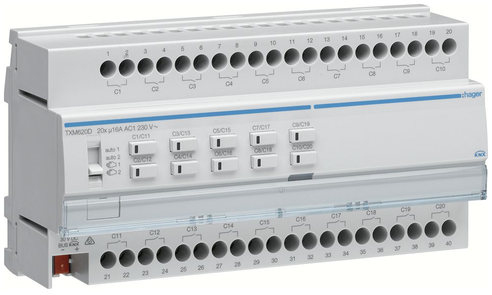 Module de sortie AMD KNX Hager easy 16A charge C 20×
