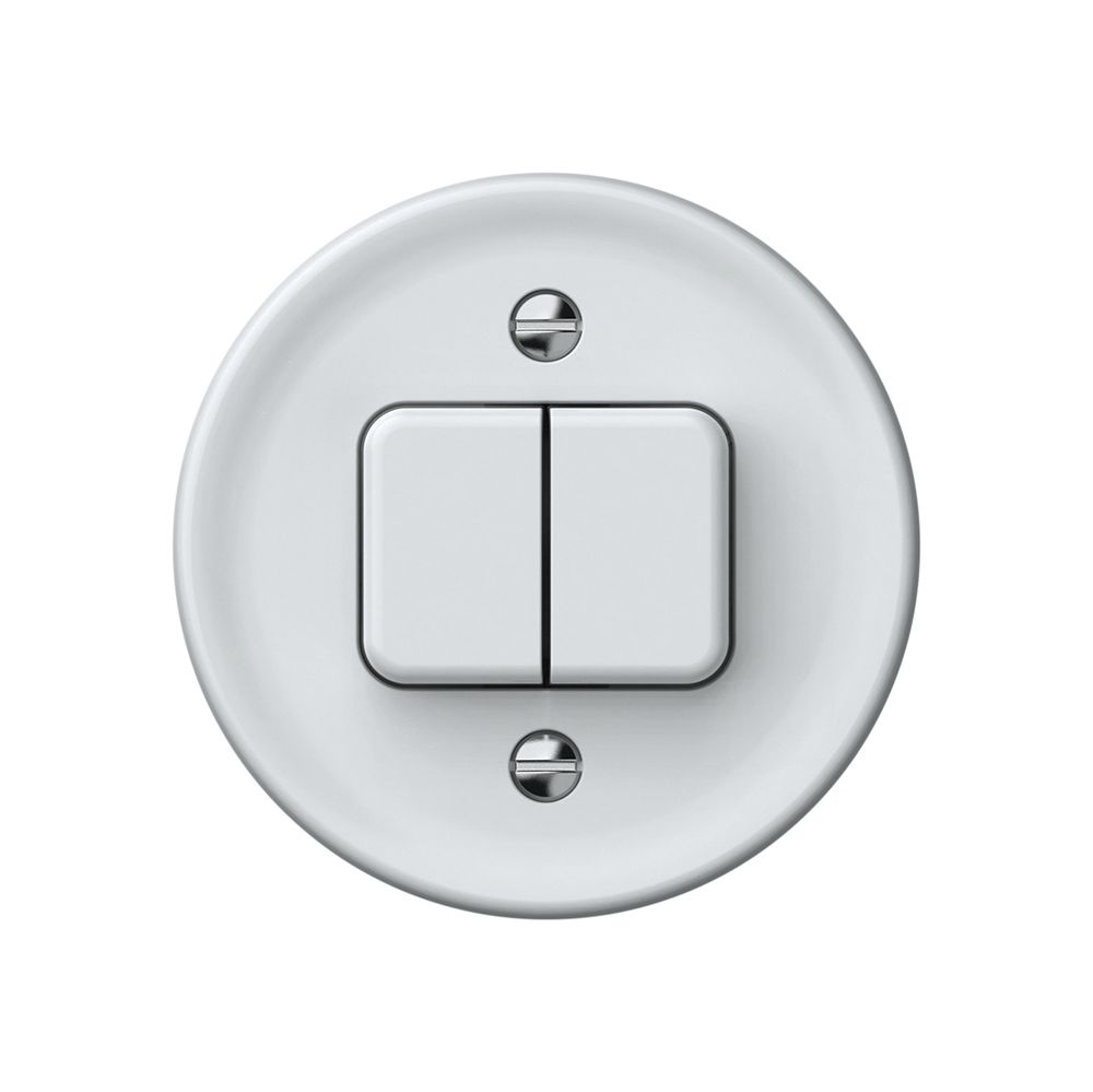 Drucktaster origin 2×Tasten 2CO 1P 0<1 10A 230V 60×60mm weiss