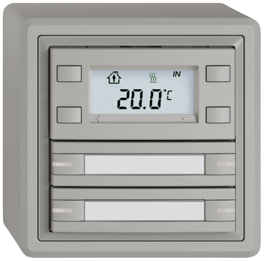 Poussoir RTH AP EDIZIO.liv SNAPFIX® a.RGB-LED étiqu.4×touches comm.1T grc