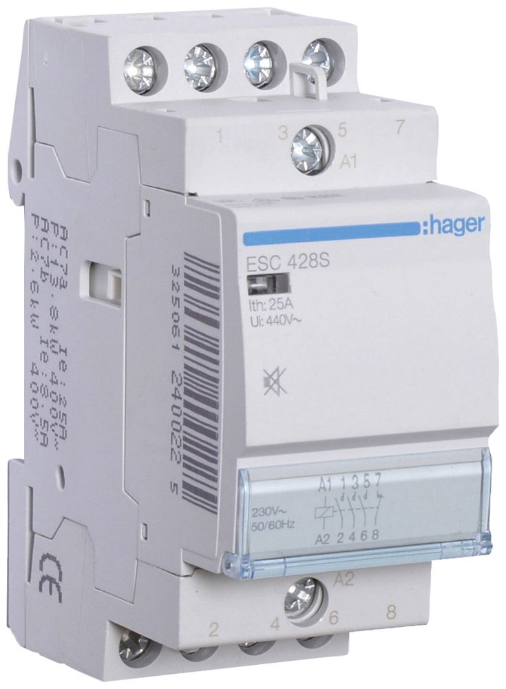 REG-Schütz Hager 230VAC 3 Schliesser 1 Öffner 25A brummfrei 2TE