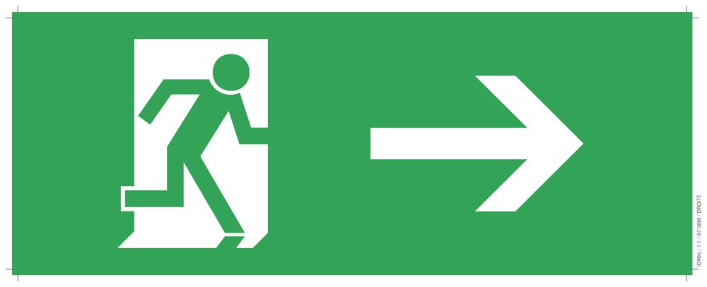 Pittogramma via di fuga verso destra, per CFE 8 e CFE 9-11