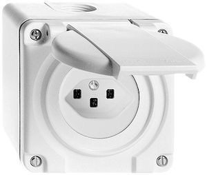 AP-Steckdose nass T23 16A weiss, mit Steckklemmen