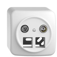 AP-Multimediadose 11dB Sdue, Enddose/Durchgangsdose, f.2×RJ45 Keystone, weiss