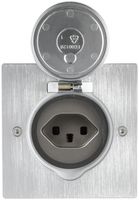 Bodensteckdose Platinum eckig 1×Typ 23, Edelstahl gebürstet