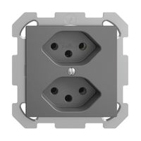 UP-Steckdose EDIZIOdue 2×T13 dunkelgrau