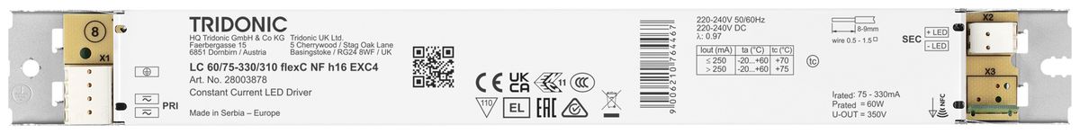 Convertisseur LED Tridonic LC 23.3…60W 75…330mA ON/OFF