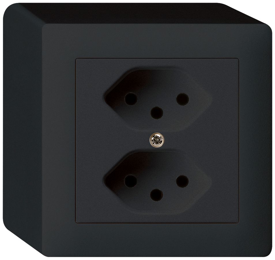 AP-Steckdose kallysto 2×T13 schwarz mit Kinderschutz