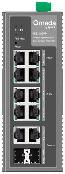 Switch TP-Link Omada IES210GPP 8×RJ45-GbE 2×RJ45/SFP PoE++ 8×PoE