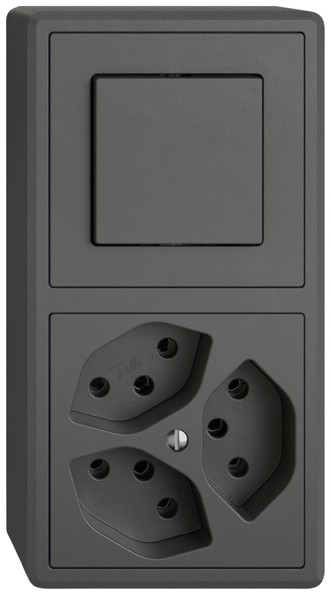 Combinazione AP EDIZIO.liv SNAPFIX® 2×1 140×74mm schema 3/1L+3×T13 grigio scuro