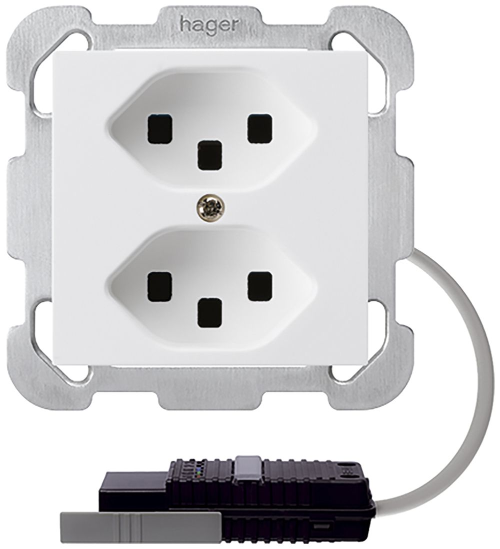 EB-Steckdose 2×T23 kallysto weiss mit RK-Adapter 5P L3&EB-Dose G2704