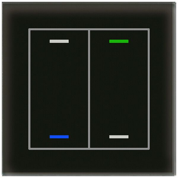 Pulsante KNX RGBW INC MDT BE-GTL2TS.01S 2t/4a temp.vetro nero "neutrale"