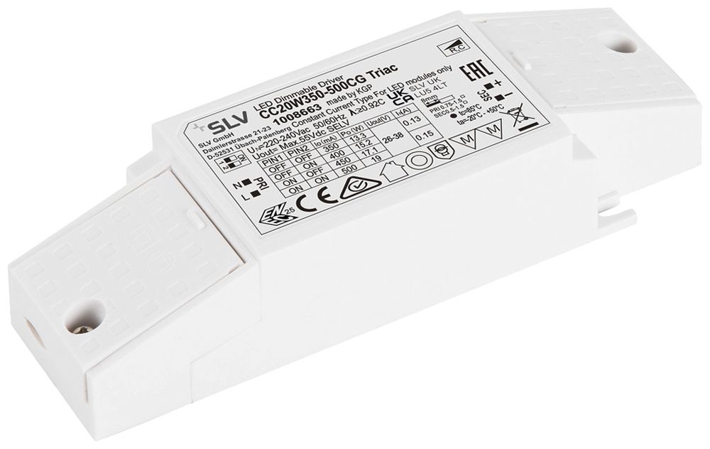 Alimentation LED SLV 13.3…19W 55V 350…500mA VAR 137.6×44×30mm