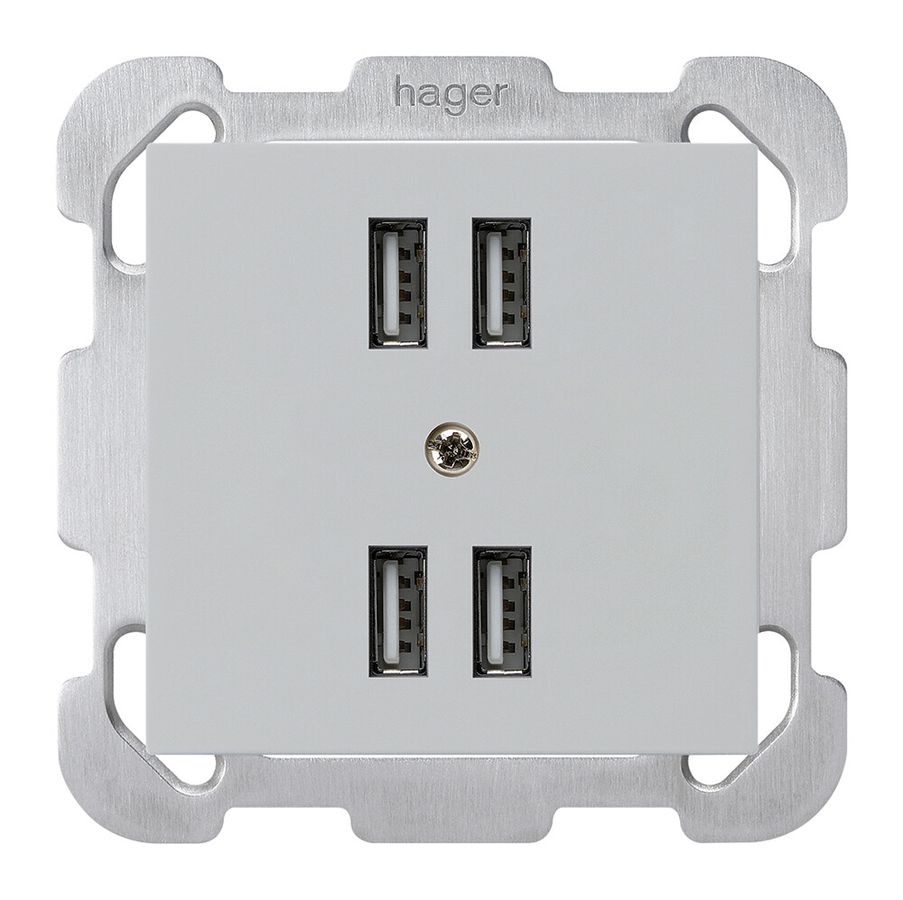 Presa INC 4×USB kallysto B 2400mA grigio chiaro