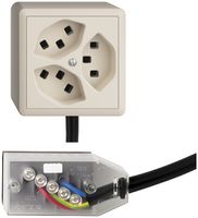 Presa AP 3×T23 16A crema, L1 EDIZIOdue per Technofil