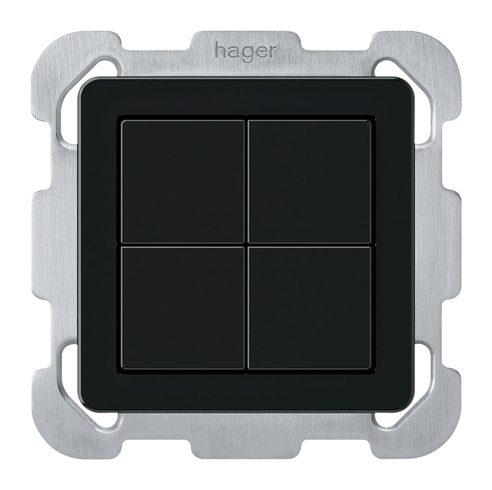 Pulsante KNX INC Hager BA basico B quadruplo 77×77mm nero