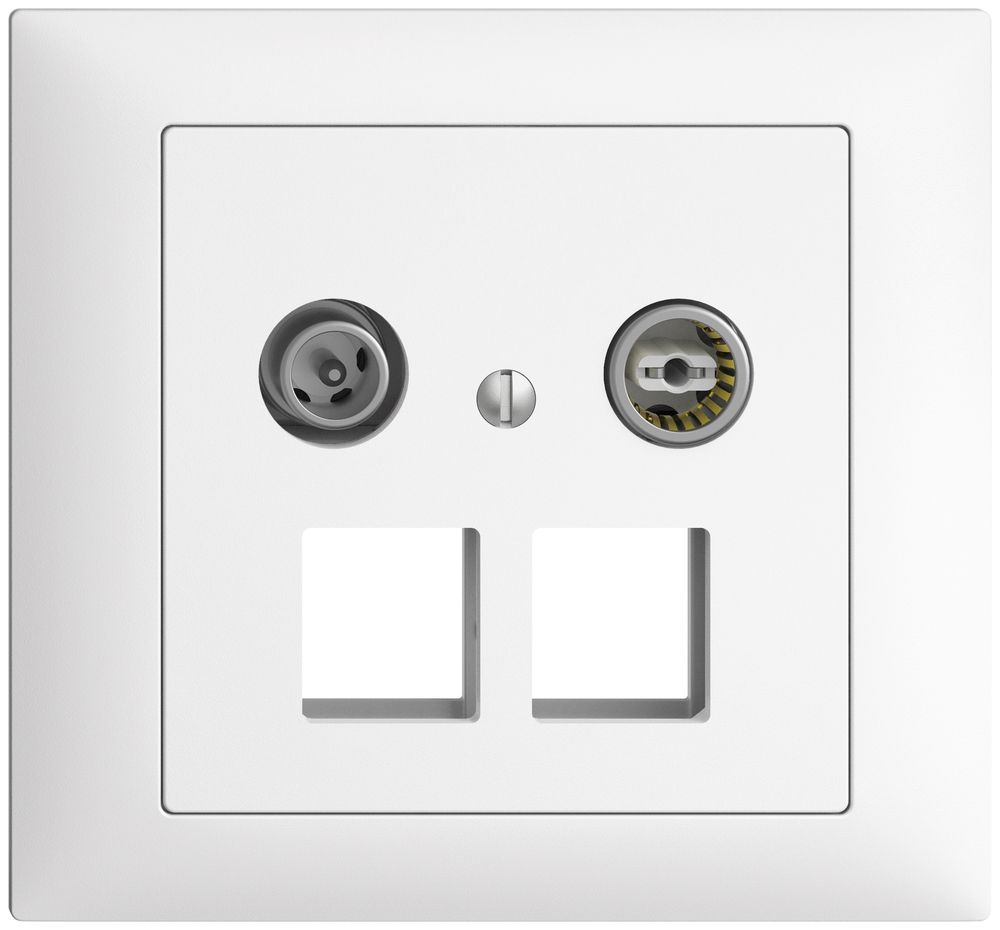 Prise multimédia 4dB INC Edue FKE, prise de dérivation, pour 2×RJ45 Keystone, bc