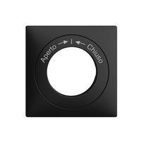 Kit frontale EDIZIOdue Aperto->I<-Chiuso nero 60×60mm per pulsante girevole