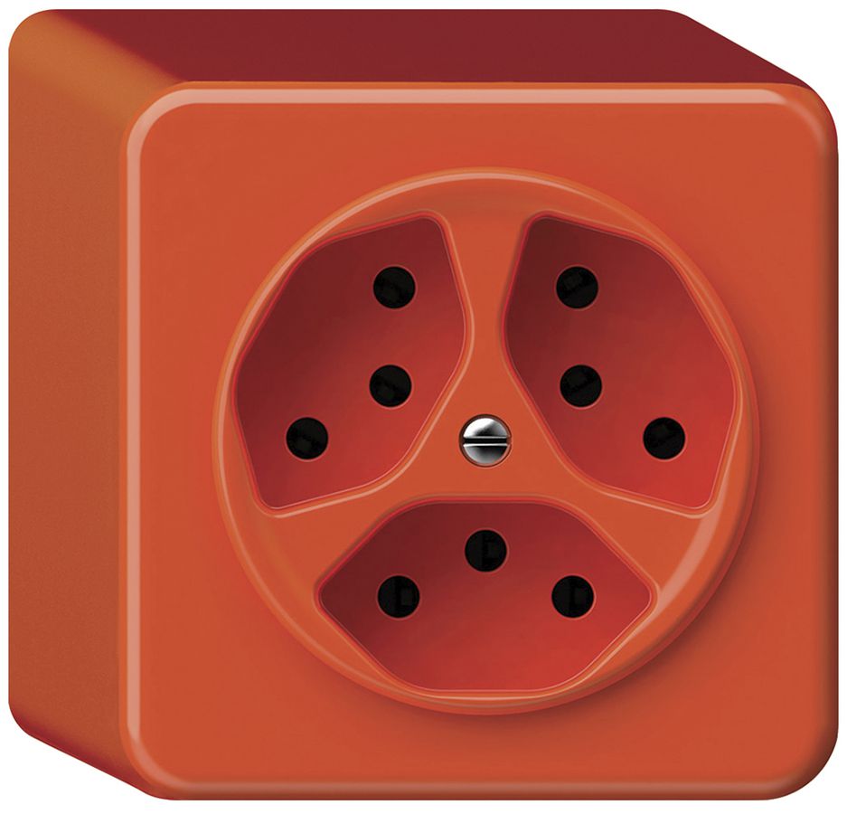 AP-Steckdose origin 3×Typ 13 10A 230V 88×88×54mm orange