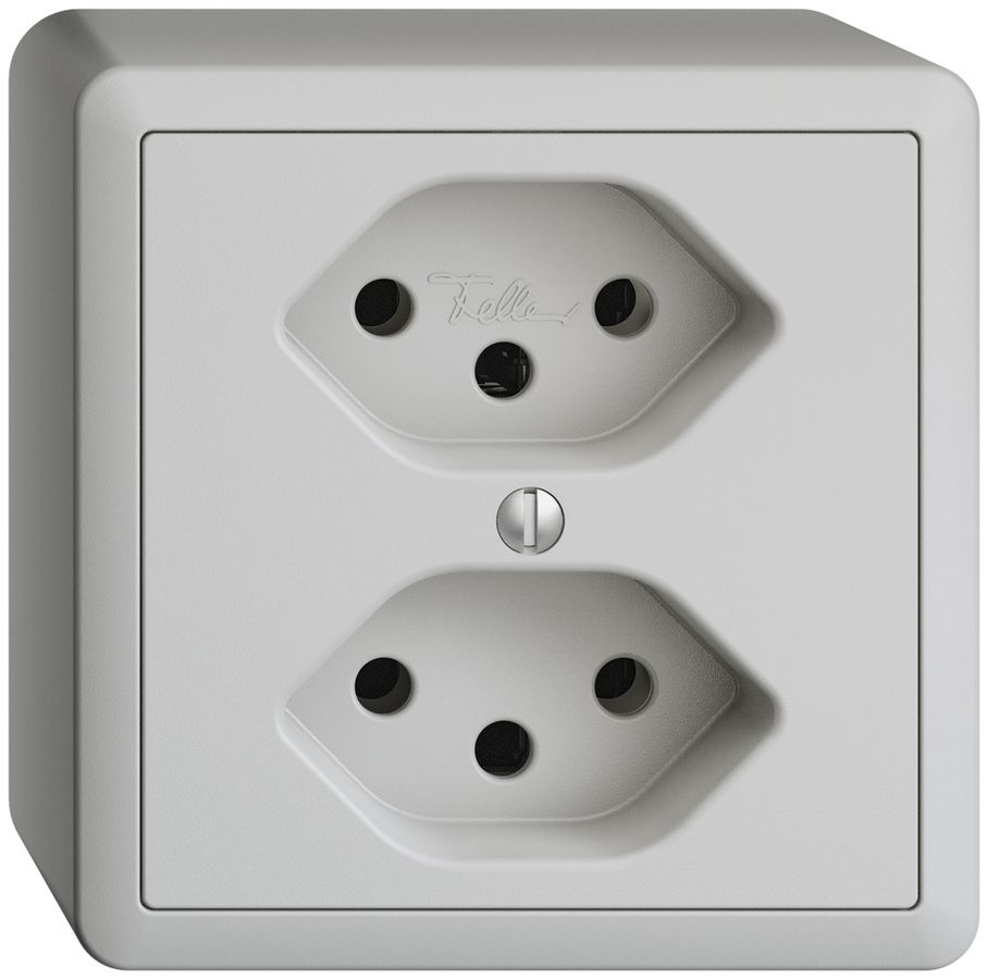 AP-Steckdose EDIZIOdue 2×T13 hellgrau mit Shutter
