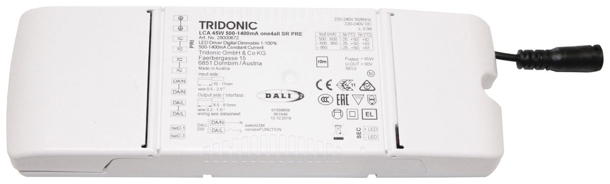 Alimentation LED Sylvania OptiClip 30.1…50.5W 60V 650mA DALI DSI VAR