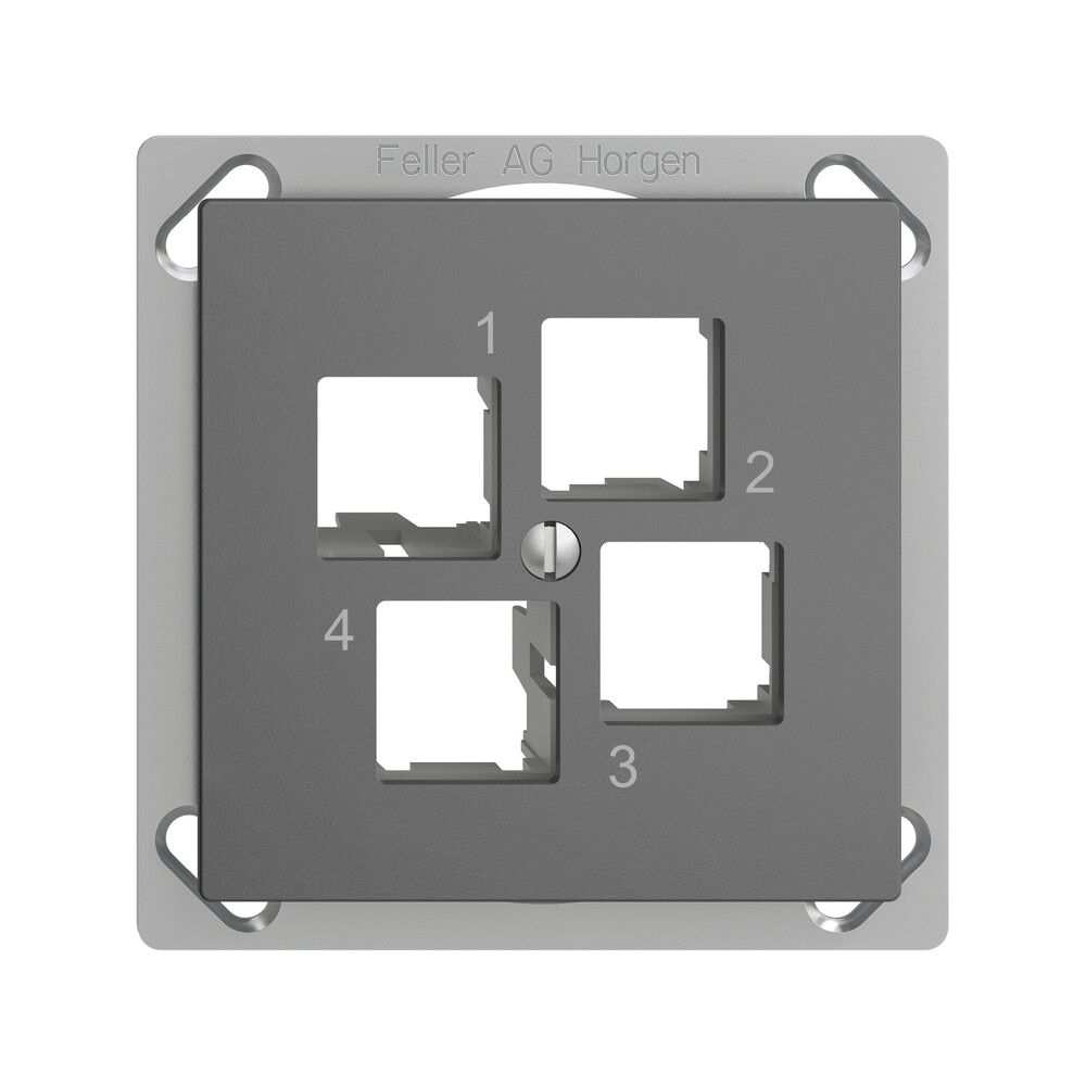 EB-Montageset Edue FM.TE EASYNET S-One, für 4×RJ45, geradeauslass, dunkelgrau