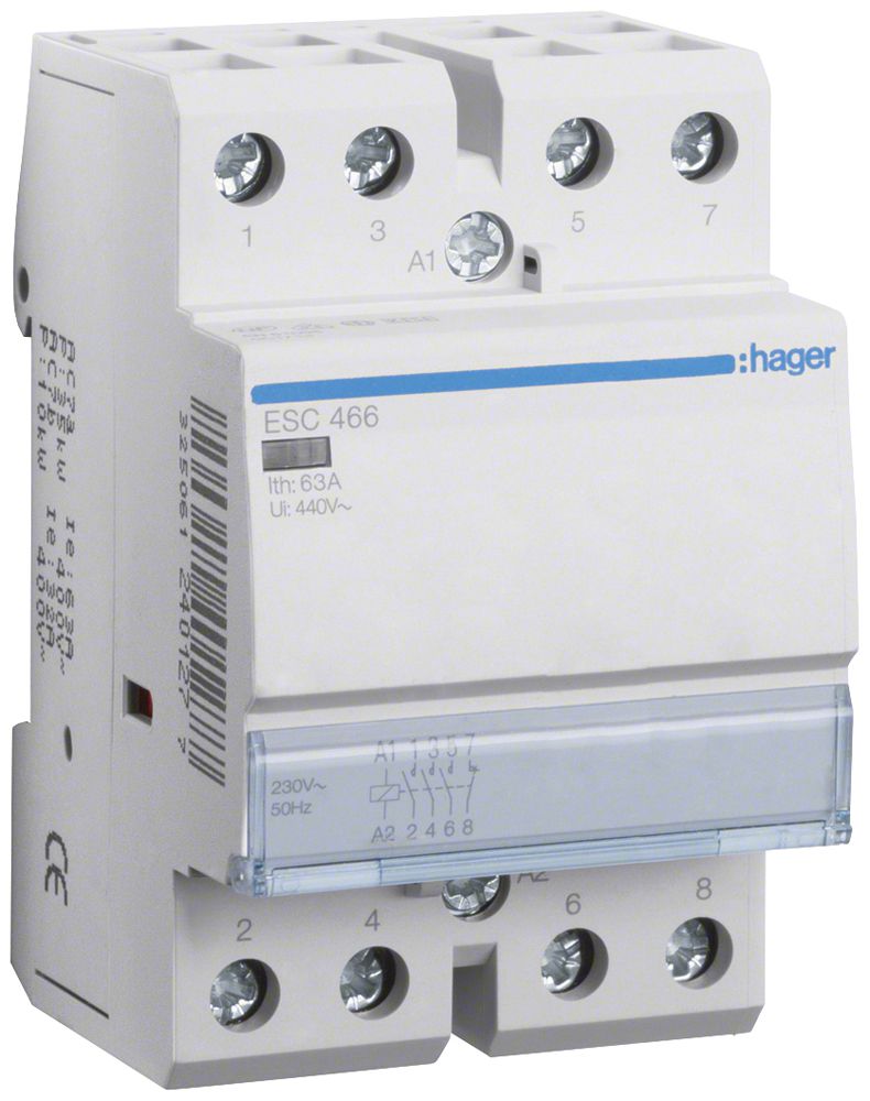 REG-Schütz Hager 230VAC 3 Schliesser 1 Öffner 63A 3TE