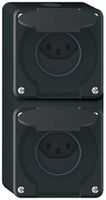 AP-Kombination robusto 2×1, 2×Steckdose T23 IP55 schwarz