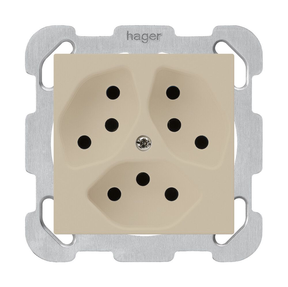 Presa INC kallysto 3×T13 beige con piastra di fissaggio