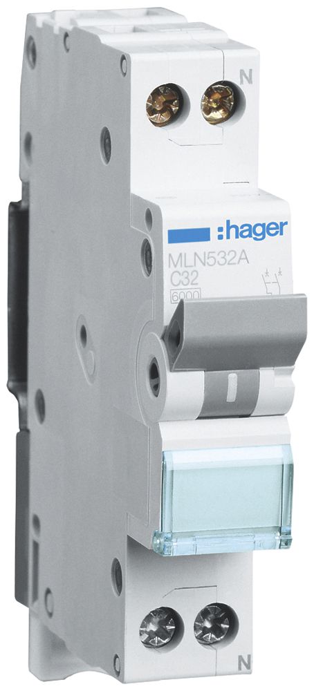 Disjoncteur Hager MCB 2P 253V type C 32A Icn 6kA 1UM