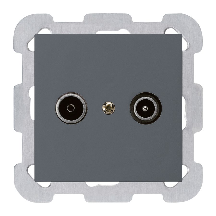 Prise de passage ENC kallysto R/TV 14dB anthracite avec plaque de fixation