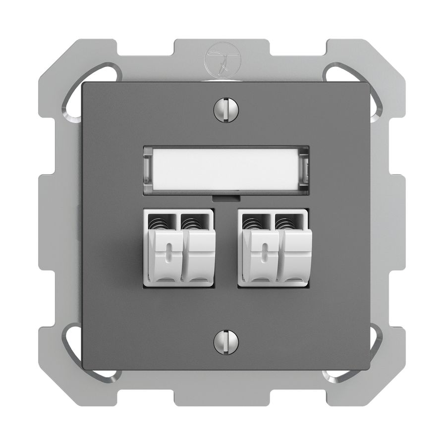 UP-Audiodose Push Type EDIZIOdue FM, 2×, Beschriftungsset, dunkelgrau