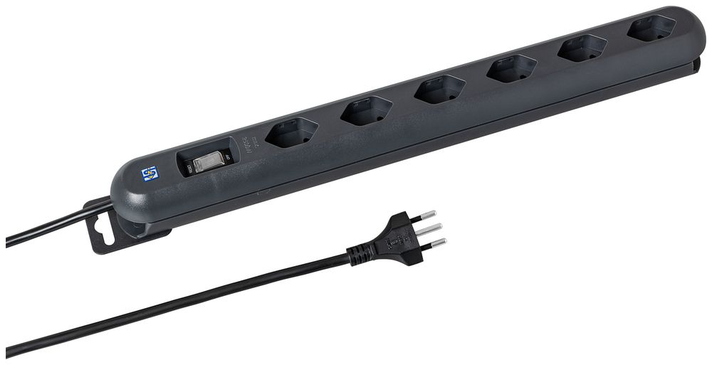 Presa multipla STEBA LINEA PLUS 6×T13 3m interruttore nero