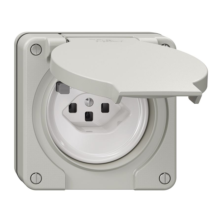 NUP-FI-Steckdose NEVO, 30mA, Typ 23, mit Anschlussklemmen, lichtgrau