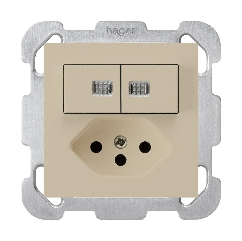 UP-Leuchtkombination 2×A-R/1P+T13 beige kallysto 2 Linsen