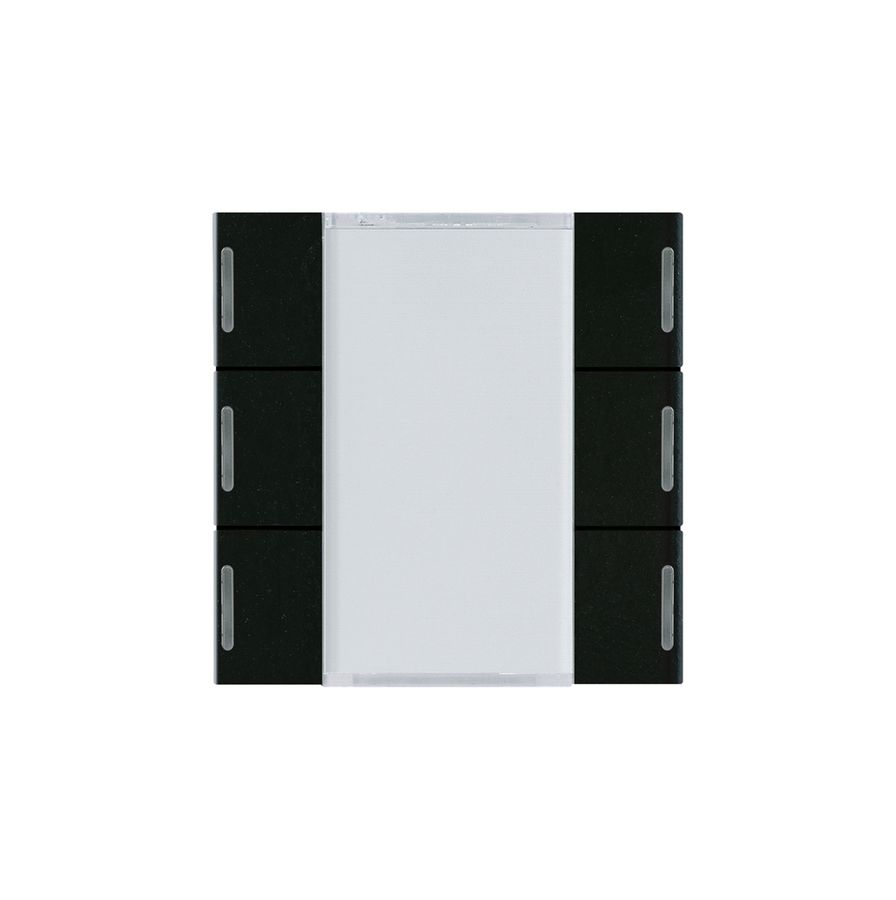 Face poussoir Hager basico KNX sextuple LED noir 45×45mm