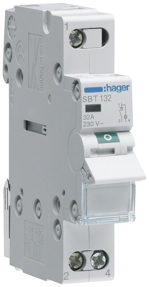 REG-Ausschalter Hager SBT 32A 230V 1 Schliesser 0 Öffner 1 Wechsler