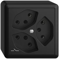 AP-Steckdose EDIZIOdue 3×T13 1×S schwarz
