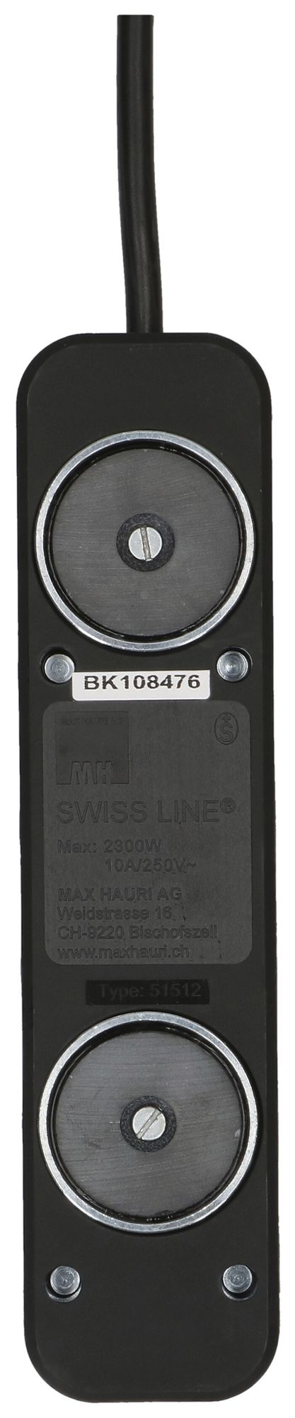 Prise multiple MAX HAURI Swiss-Line 3m 5×T13 noir 2×aimant