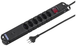 Steckdosenleiste Steffen VARIABL magnetisch 6×T13 2×USB-C m.Schalter 3m schwarz