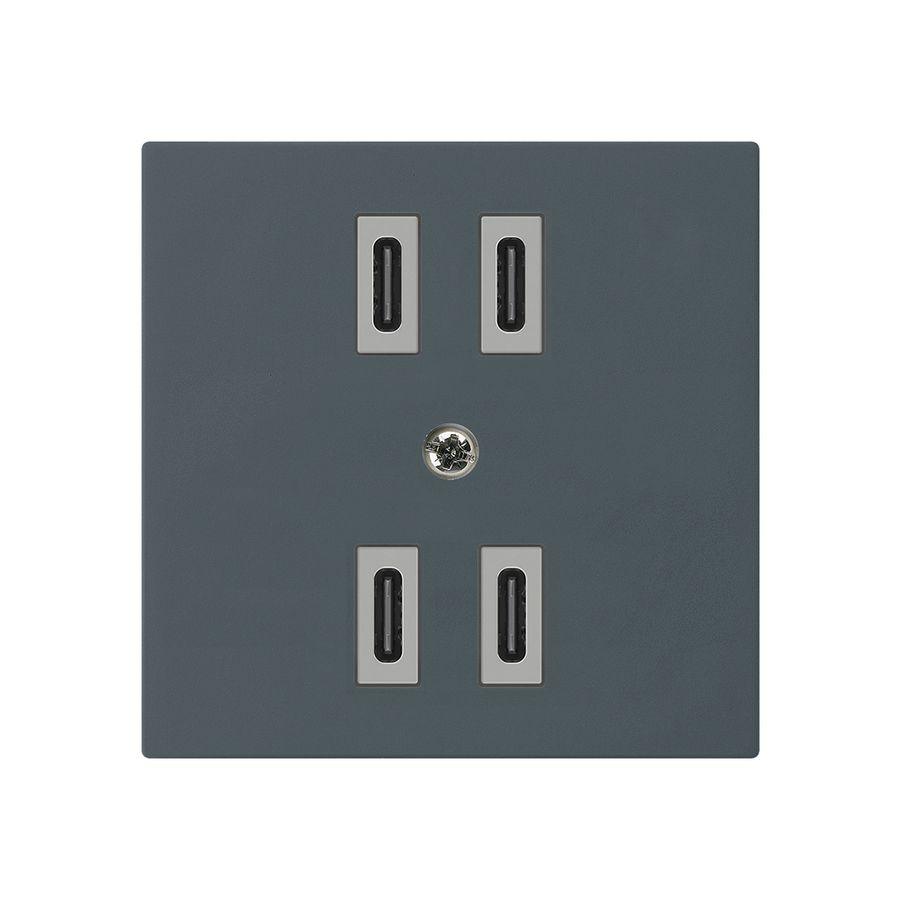 USB-Ladesteckdose Hager kallysto 2×C-C 2×20W oder 4×10W 5V 60×60mm anthrazit