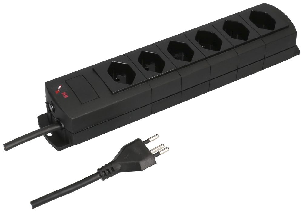 Prise multiple MH 6×T13 Prime-Line Td 3×1mm² 3m noir