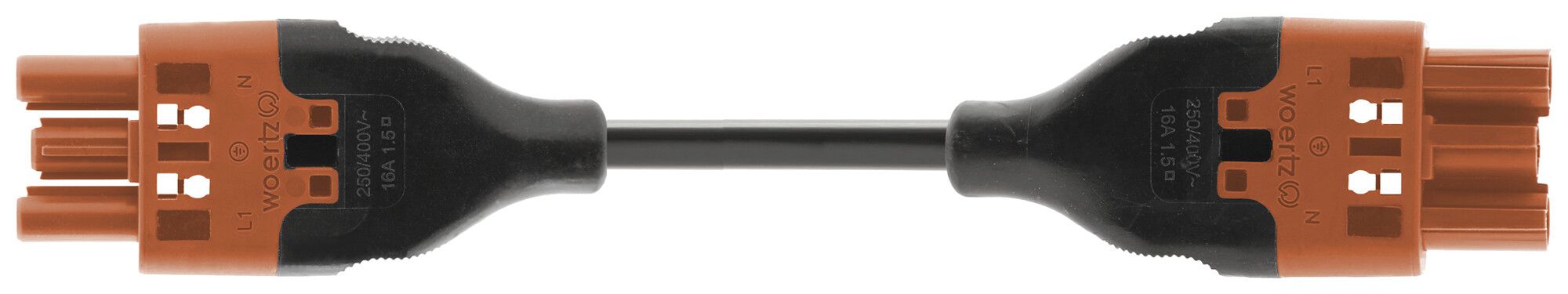 Verbindungsleitung Woertz 49343/C3 3×1.5mm² 250V 16A 6m or Buchse-Stecker Cca