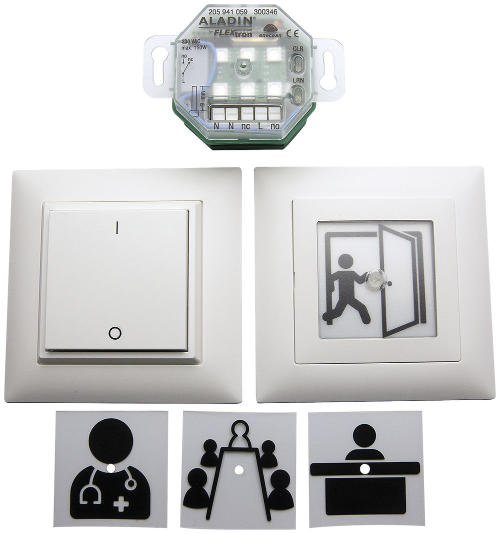 Eintrittsampel-Set 2 ALADIN mit Wandsender + UP-Eintrittsampel / EnOcean