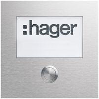 Tasterplatte Hager elcom.modesta mit LED-Namensschild gross, 1 Wohnung