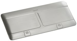 Tischeinbaudose Legrand POP-UP, für 2×4 Module Mosaic, 275×120mm, edelstahl