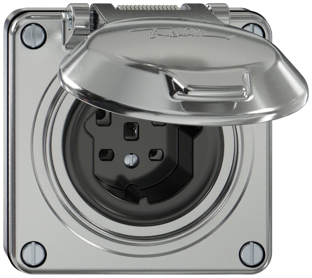 Prise ENC ELEMENT SNAPFIX® 1×type 25 16A 440V avec clapet IP20 alu