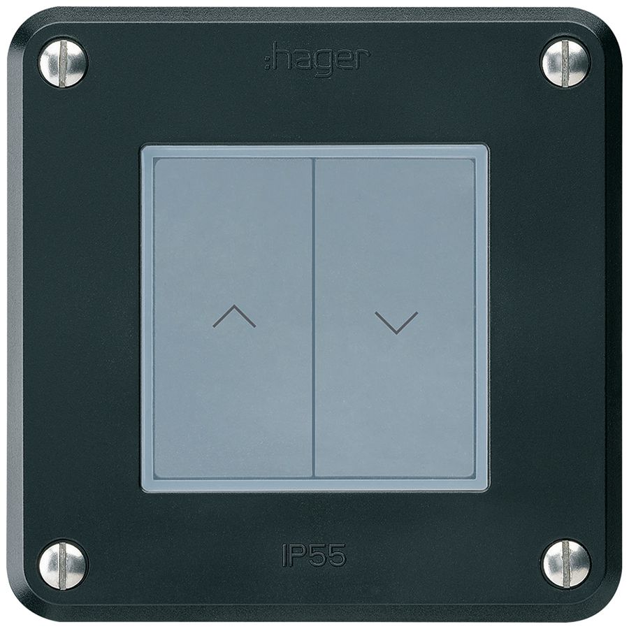 KNX-Storentaster Hager BA robusto A 2-fach 86×86mm schwarz