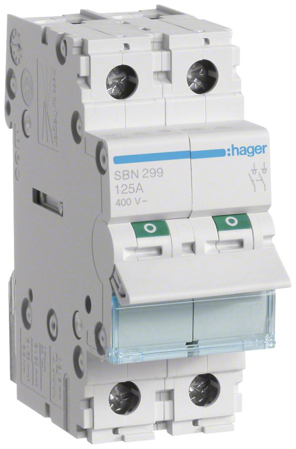 REG-Ausschalter Hager 125A 400V 2 Schliesser 0 Öffner 0 Wechsler 2TE